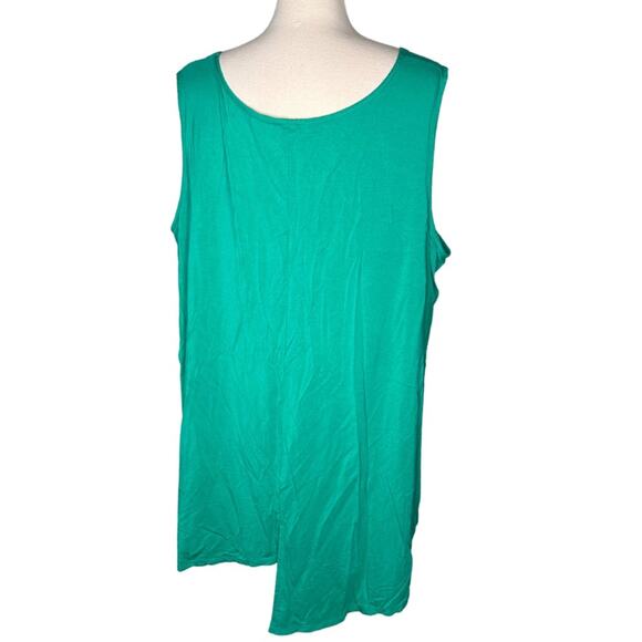 Susan Graver Teal LagenLook Tank Top Handkerchief Hem Line Plus Size Flowy - Picture 2 of 8